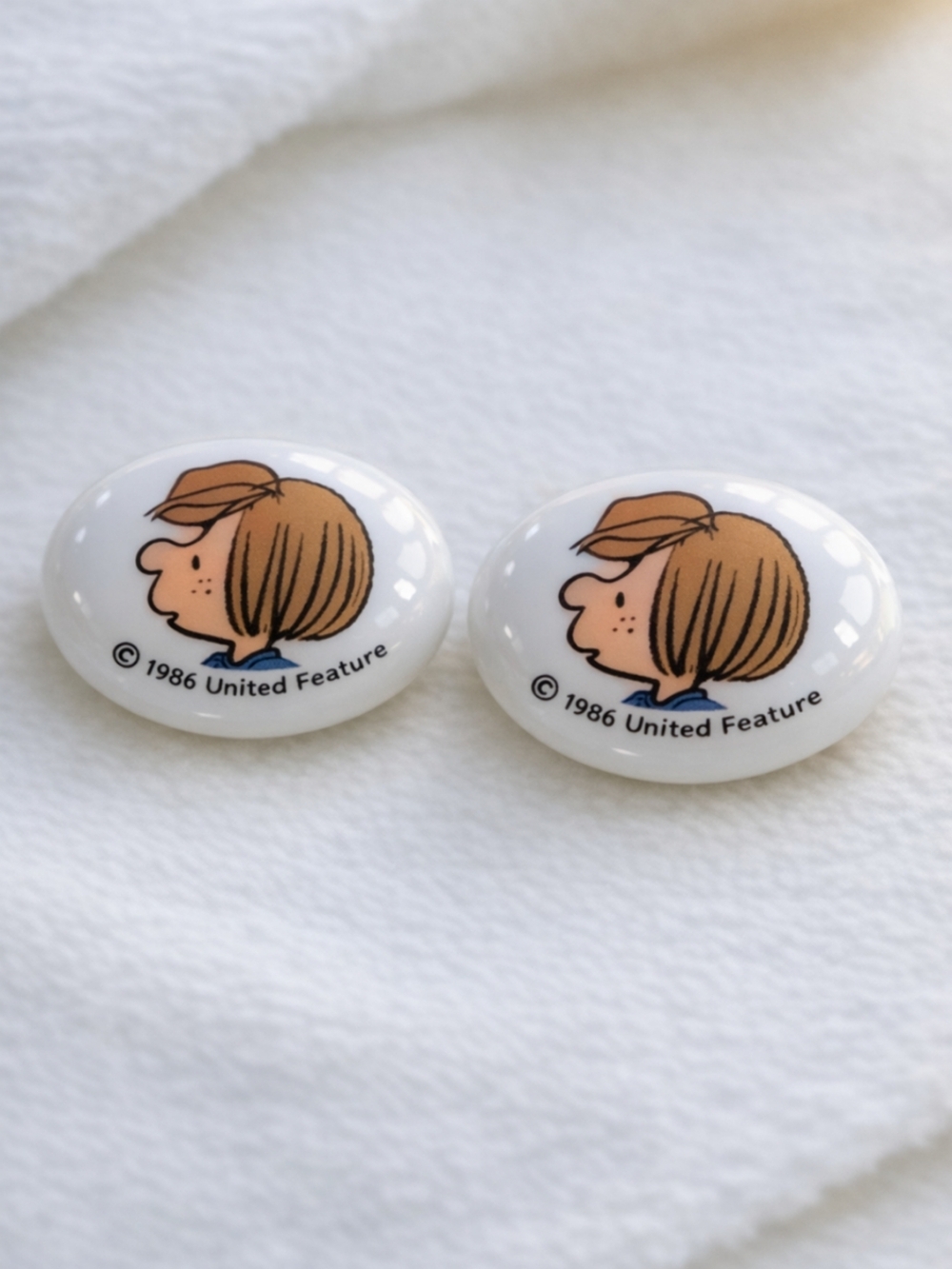 Vintage Peanuts Peppermint Patty Buttons 5/8" NOS H.A. Kidd